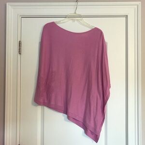 Pink Asymmetrical Poncho Style Sweater